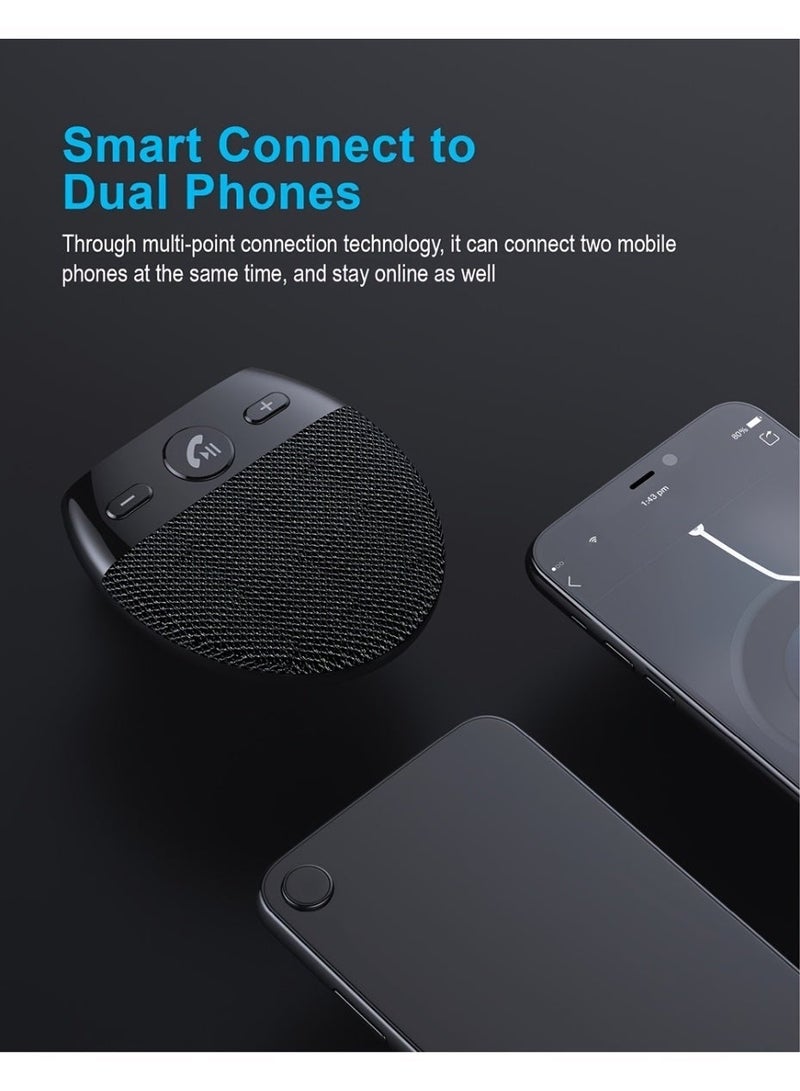 COYO Car Electronics Accessories Wireless Vehicle Car BT Speakers Handsfree Car Kit Hands-free Speakerphone Hands free Sun Visor Music Player with Mic Support to Connect Two Mobile Phones Auto Power on by Car Door Vibration - Image 5